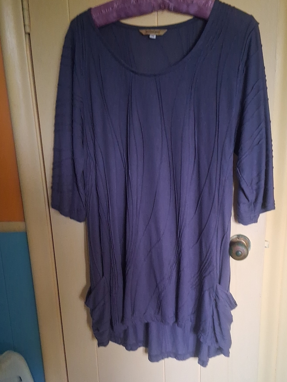 Women’s Relaxed Crinkle Tunic Top - Purple